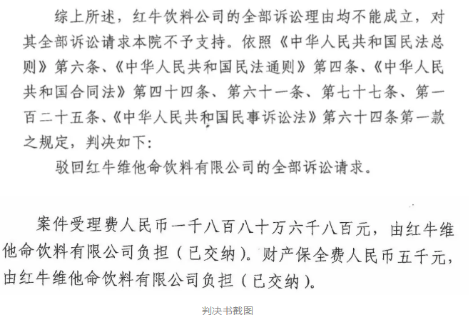 剛剛！紅牛37億商標(biāo)案宣判，僅訴訟費(fèi)高達(dá)1800余萬(wàn)