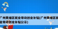 廣州黃埔區就業帶動創業補貼(廣州黃埔區就業帶動創業補貼公示)
