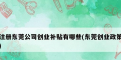 注冊東莞公司創業補貼有哪些(東莞創業政策)