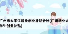 廣州市大學生就業創業補貼合計(廣州畢業大學生創業補貼)