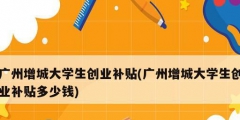 廣州增城大學生創業補貼(廣州增城大學生創業補貼多少錢)