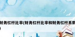 財務杠桿比率(財務杠桿比率和財務杠桿系數)