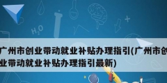 廣州市創業帶動就業補貼辦理指引(廣州市創業帶動就業補貼辦理指引最新)