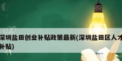深圳鹽田創業補貼政策最新(深圳鹽田區人才補貼)