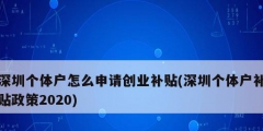 深圳個(gè)體戶怎么申請創(chuàng)業(yè)補(bǔ)貼(深圳個(gè)體戶補(bǔ)貼政策2020)