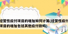 經營性應付項目的增加如何計算(經營性應付項目的增加包括其他應付款嗎)