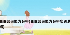 企業營運能力分析(企業營運能力分析實訓總結)