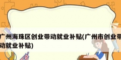 廣州海珠區創業帶動就業補貼(廣州市創業帶動就業補貼)