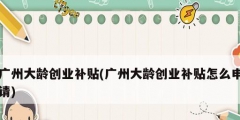 廣州大齡創(chuàng)業(yè)補(bǔ)貼(廣州大齡創(chuàng)業(yè)補(bǔ)貼怎么申請)
