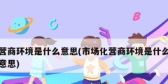 營商環境是什么意思(市場化營商環境是什么意思)