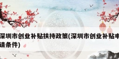 深圳市創業補貼扶持政策(深圳市創業補貼申請條件)
