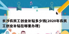 長沙農民工創業補貼多少錢(2020年農民工創業補貼在哪里辦理)
