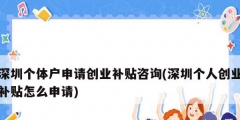 深圳個體戶申請創業補貼咨詢(深圳個人創業補貼怎么申請)