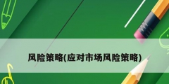 風(fēng)險(xiǎn)策略(應(yīng)對市場風(fēng)險(xiǎn)策略)