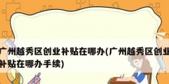 廣州越秀區創業補貼在哪辦(廣州越秀區創業補貼在哪辦手續)