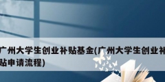 廣州大學生創業補貼基金(廣州大學生創業補貼申請流程)