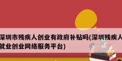 深圳市殘疾人創業有政府補貼嗎(深圳殘疾人就業創業網絡服務平臺)