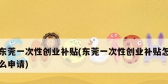 東莞一次性創業補貼(東莞一次性創業補貼怎么申請)