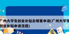 廣州大學生創業補貼去哪里申請(廣州大學生創業補貼申請流程)