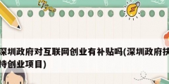 深圳政府對互聯網創業有補貼嗎(深圳政府扶持創業項目)