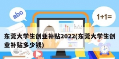 東莞大學(xué)生創(chuàng)業(yè)補(bǔ)貼2022(東莞大學(xué)生創(chuàng)業(yè)補(bǔ)貼多少錢(qián))