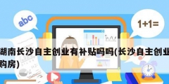 湖南長沙自主創業有補貼嗎嗎(長沙自主創業購房)