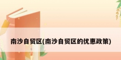 南沙自貿區(南沙自貿區的優惠政策)