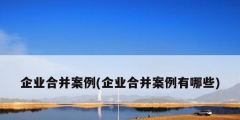 企業合并案例(企業合并案例有哪些)