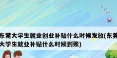 東莞大學生就業創業補貼什么時候發放(東莞大學生就業補貼什么時候到賬)