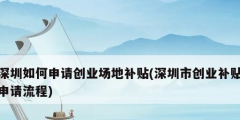 深圳如何申請創業場地補貼(深圳市創業補貼申請流程)