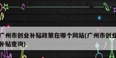 廣州市創業補貼政策在哪個網站(廣州市創業補貼查詢)