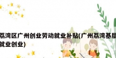 荔灣區廣州創業勞動就業補貼(廣州荔灣基層就業創業)