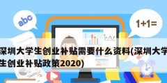 深圳大學生創業補貼需要什么資料(深圳大學生創業補貼政策2020)