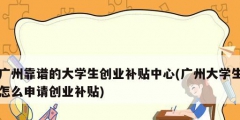 廣州靠譜的大學生創業補貼中心(廣州大學生怎么申請創業補貼)
