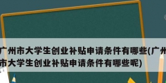 廣州市大學生創業補貼申請條件有哪些(廣州市大學生創業補貼申請條件有哪些呢)