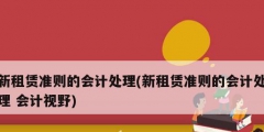 新租賃準則的會計處理(新租賃準則的會計處理 會計視野)