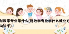 財政學專業學什么(財政學專業學什么就業方向知乎)