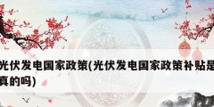 光伏發電國家政策(光伏發電國家政策補貼是真的嗎)