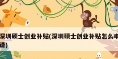 深圳碩士創業補貼(深圳碩士創業補貼怎么申請)