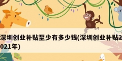 深圳創業補貼至少有多少錢(深圳創業補貼2021年)