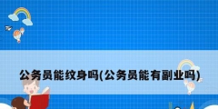 公務員能紋身嗎(公務員能有副業嗎)