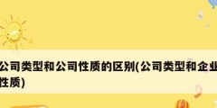 公司類型和公司性質的區別(公司類型和企業性質)
