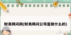 財務顧問網(財務顧問公司是做什么的)
